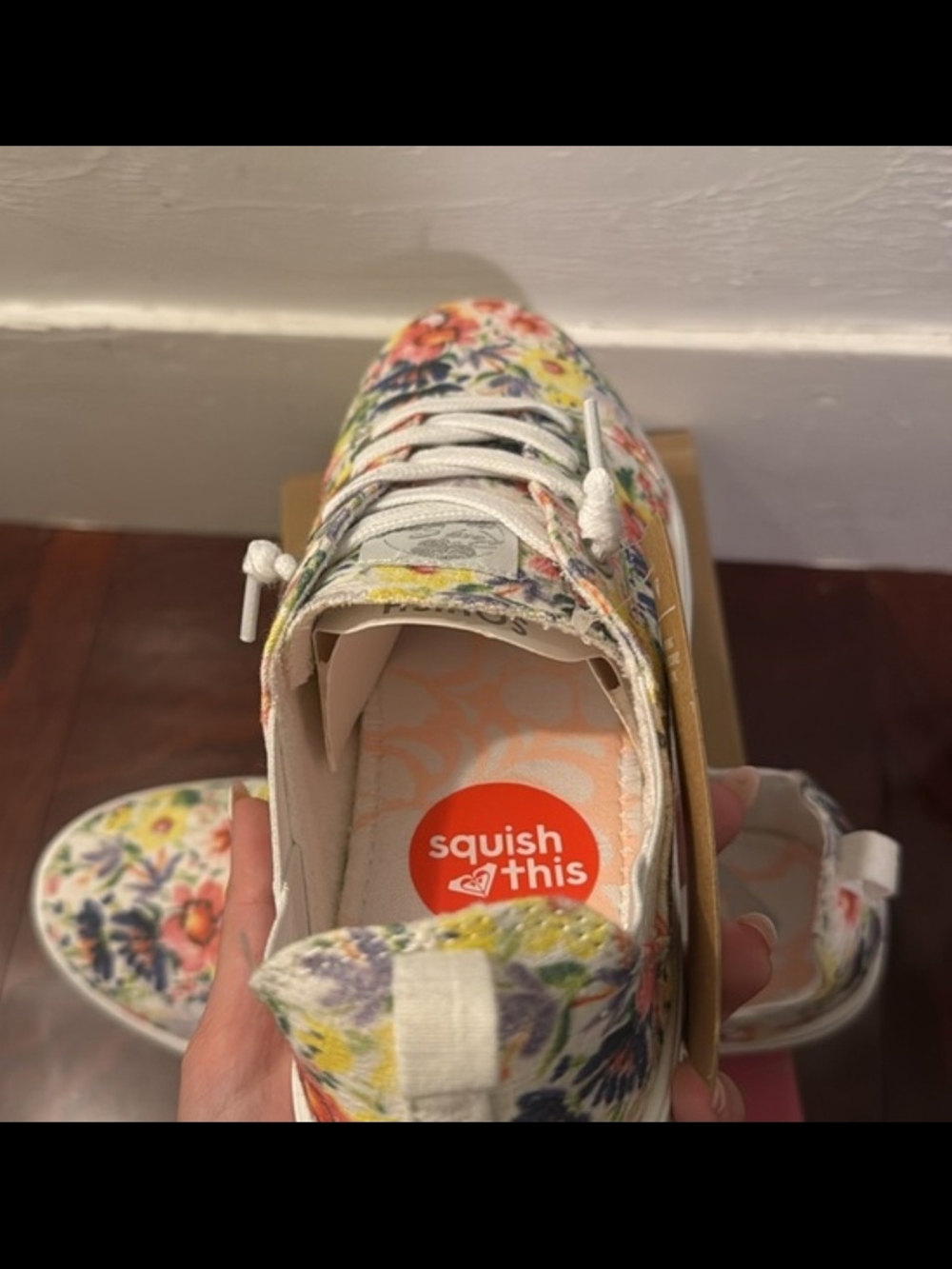 Roxy Watercolor Floral Canvas Sneakers - Super Comfortable with Squishee Insoles - Picture 5 of 6